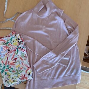 Theory Women's Light Pink mock turtleneck sweater